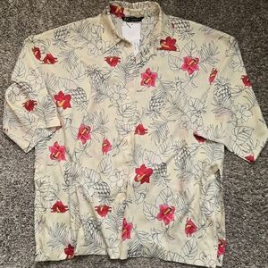 Zara Oversized Hawaiian Pineapple Button Up Collared Shirt Size XS
